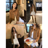 美拉德复古麂皮绒外套女翻领短款 pusumede 现货7.5折 夹克上衣