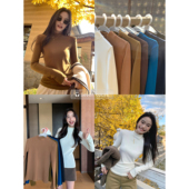 pusumede 内搭打底上衣 女磨毛修身 人手多色入 基础半高领针织衫