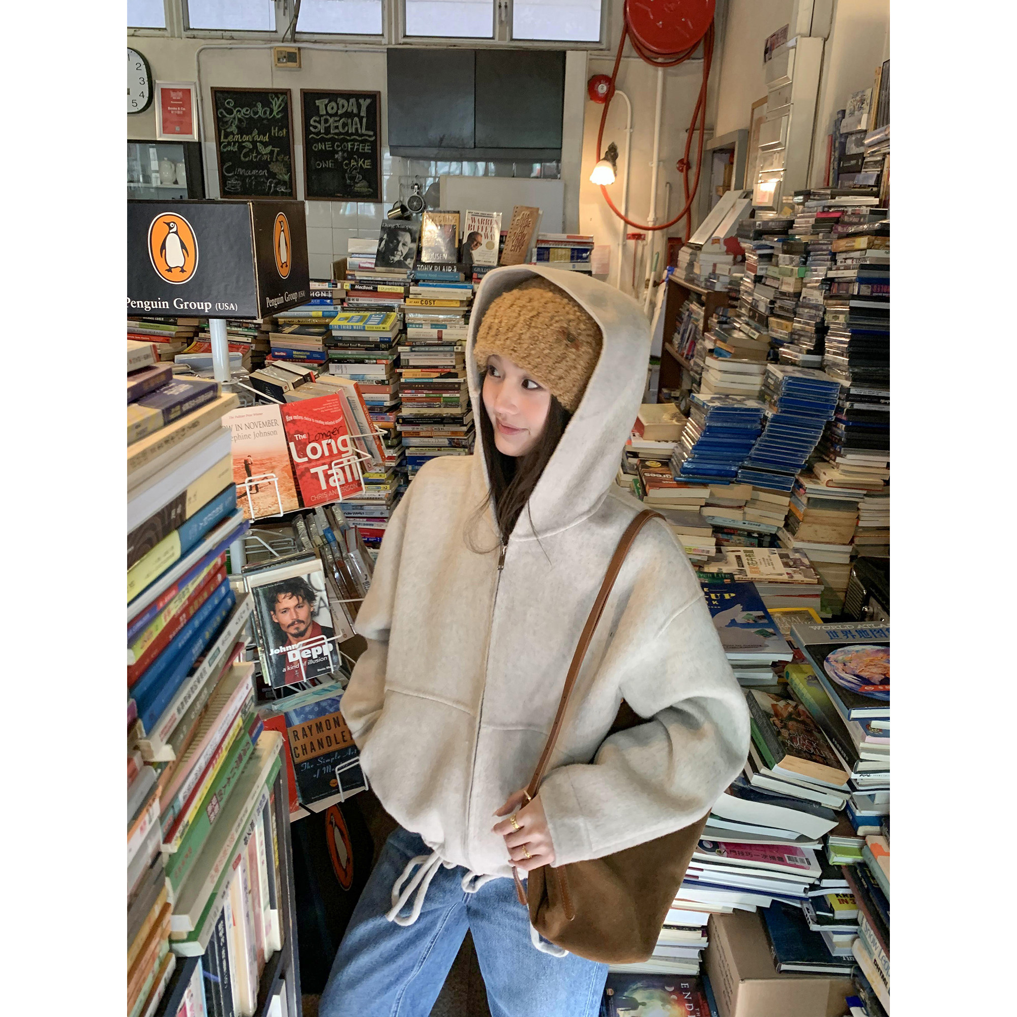 pusumede 冬日氛围 羊毛双面呢连帽外套女慵懒风气质短款毛呢大衣,女装/女士精品,毛呢外套,淘宝优惠券,粉丝福利购,淘宝优惠卷