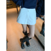 pusumede昭时期月 白色假两件a字半身裙裤 女设计感防走光a字短裙