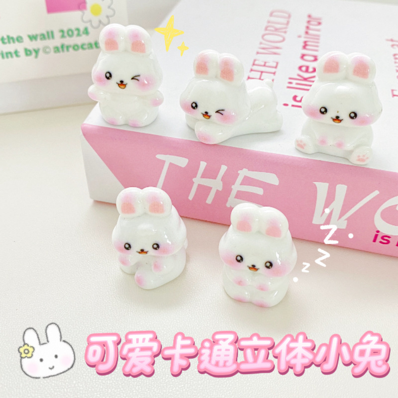 小白兔卡通仿真动物DIY奶油胶盆景造景桌面小摆件公仔微缩萌趣款