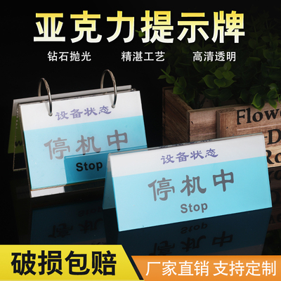 翻页式设备状态牌待生产故障维修停机中退货区亚克力UV折弯标识牌三角桌牌车间区域牌