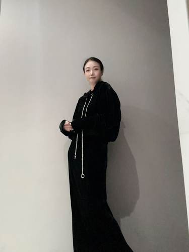 高级桑蚕丝丝绒长袖连衣裙MD10652