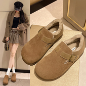 女2026新款 冬季 加厚保暖鞋 春秋加绒勃肯鞋 一脚蹬休闲鞋 0129n