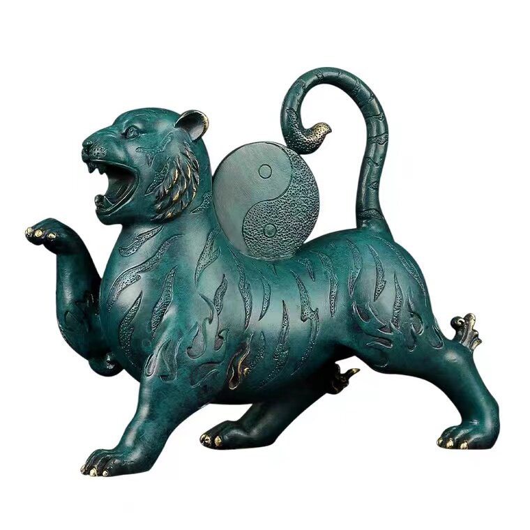 川文化铜四神兽摆件青龙白虎设朱雀玄纯武办公vps室装饰摆四淼方