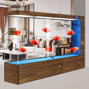 2025新款 鱼缸客厅落地家用大型缸底出氧无管件超白玻璃懒人水族箱