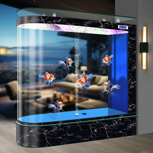 子弹头缸底出氧无管件鱼缸客厅屏风隔断中大型智能生态懒人水族箱
