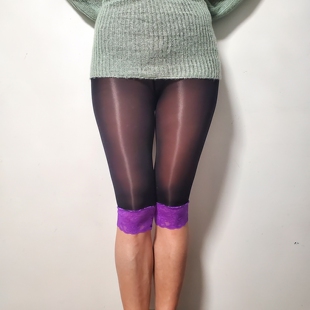 超薄油光短丝袜男女开裆免脱丝滑百搭免穿内裤 枪弹分离打底五分裤