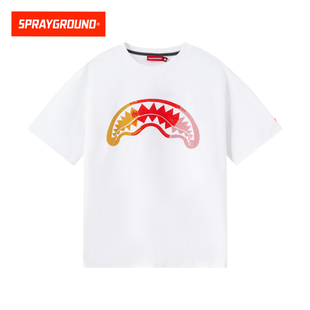 街头潮牌宽松休闲短tee 美式 SprayGround鲨鱼嘴刺绣短袖 T恤男夏季