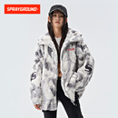 SprayGround明星同款毛毛棉服男外套秋冬鲨鱼嘴男女情侣毛绒棉衣