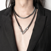 双层叠戴蛇骨链小众轻奢蛇骨链圆柱立体项链裤 INSIDE OUT 链男女
