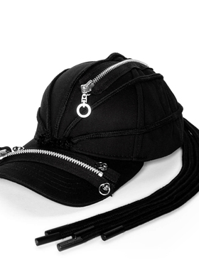 INSIDE OUT 新款暗黑潮流先锋小众原创高街嘻哈辫黑色鸭舌帽帽子