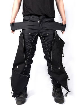 INSIDE OUT 原创小众拉链质感垂感松紧款暗黑先锋拼接长裤男