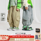 woobaby儿童裤 子男女童25夏季 大口袋工装 纯棉无氟防水 运动休闲裤