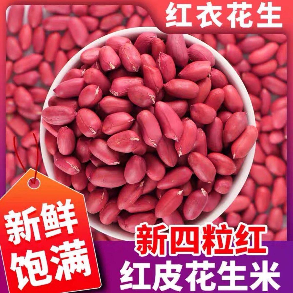 2025年红皮花生米新货四粒红花生米农家自产红衣四粒生花生米