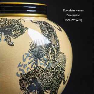 储物罐摆件花瓶 猛虎蔷薇 不止收纳 聚宝盆C@rtier陶瓷手绘感