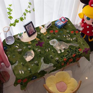 卡通小清新可爱小狗防水桌布餐桌茶几桌垫书桌学习桌长方形桌布