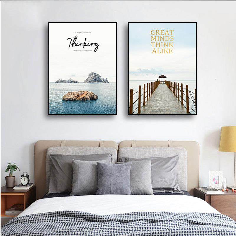 床头墙面装饰画 画现代简约主卧室双联挂画 画酒店宾馆房间背景墙,家居饰品,现代装饰画,淘宝优惠券,粉丝福利购,淘宝优惠卷