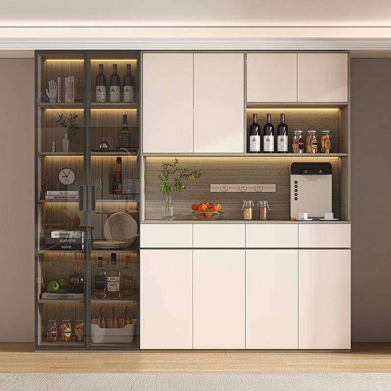 ENF级实木餐边柜靠墙一体置物柜轻奢客厅餐厅家用茶水酒柜收纳柜