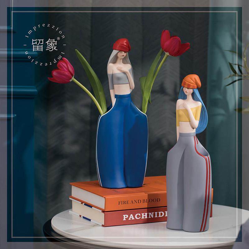 留象捧花女孩花瓶桌面客厅摆件花器电视柜插花装饰花艺家居装饰品,家居饰品,装饰摆件,淘宝优惠券,粉丝福利购,淘宝优惠卷