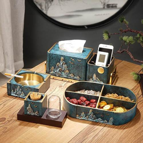 新中式中国风个性潮流工艺品摆件中式客厅茶几家用办公高档烟灰缸