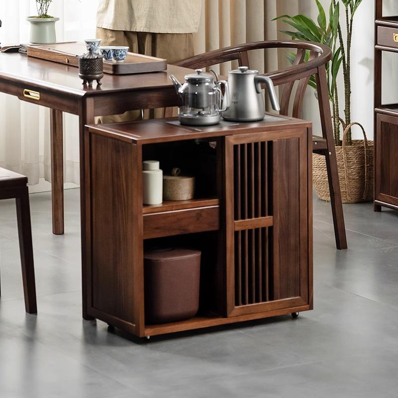 乌金木茶水柜移动茶台烧水壶一体办公室茶几小户型茶桌沙发边几柜