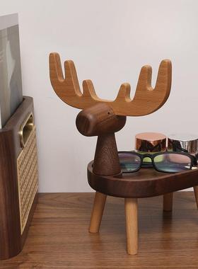 北欧实木首饰架梳妆台置物收纳架家用创意摆件玄关钥匙桌面收纳盒