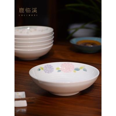 鹿临溪景德镇陶瓷盘子手绘釉下彩家用菜碗新中式田园风高温瓷餐具