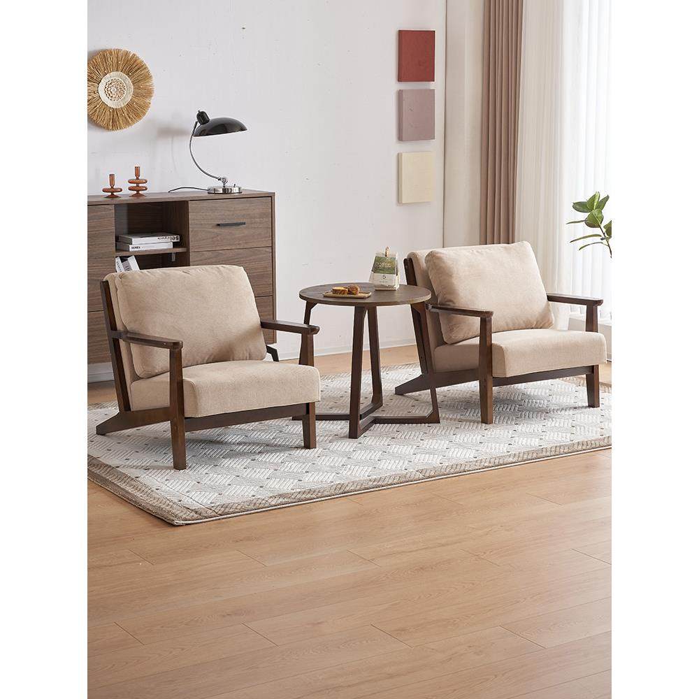 客厅单人沙发椅轻奢高级感阳台休闲椅网红实木阅读椅设计师阅读椅