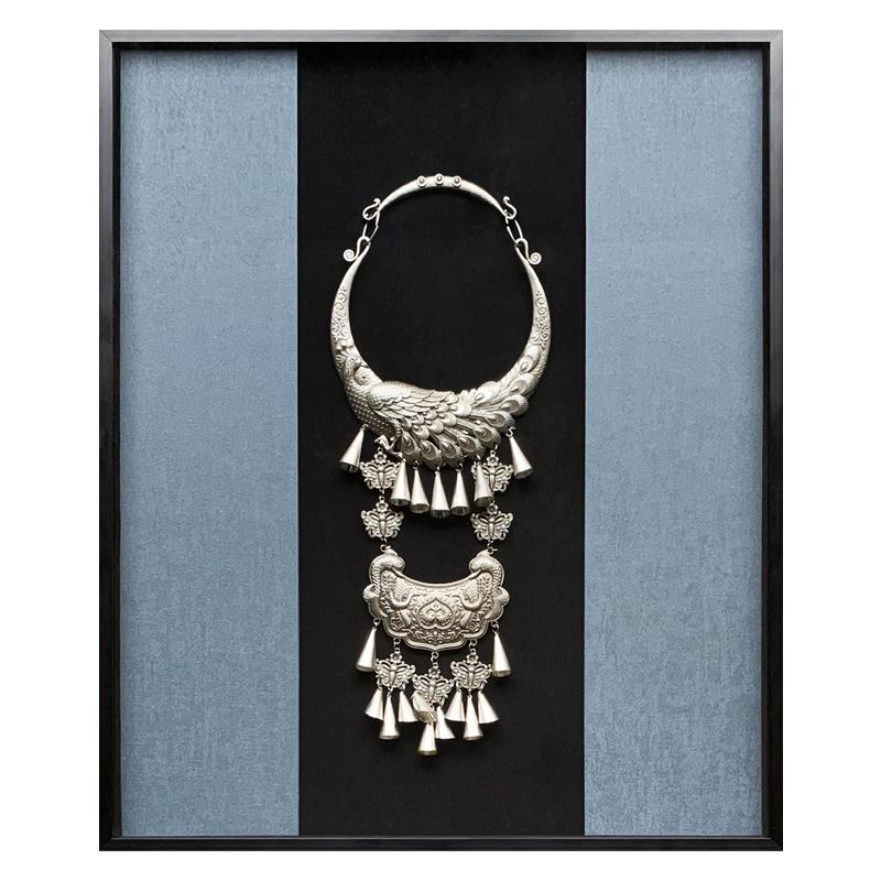 苗银实物画实物装饰画高级感现代民族风客厅沙发背景墙画手工艺画