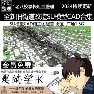 全新旧街道街区改造广场SU模型CAD合集 配套资料