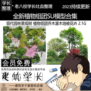 全新植物组团SU模型合集 现代园林景观树乔木灌木地被花卉