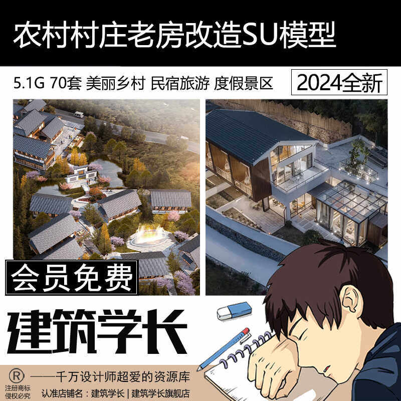 农村村庄古村落老房改造民宿旅游度假景区美丽乡村草图大师SU模型
