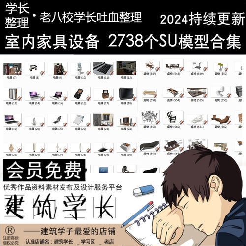 超全室内家用家具组合壁橱电器厨卫门窗SU组件构件草图大师模型库