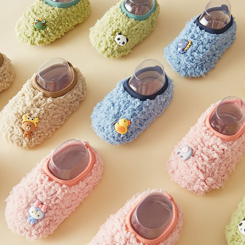 宝宝地板袜婴儿秋冬防滑隔凉儿童室内学步鞋冬季加绒加厚早教袜套