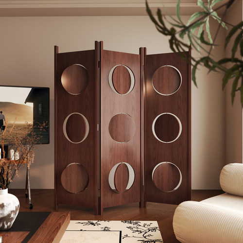 中古屏风实木隔断可折叠入户遮挡可旋转移动现代民宿客厅酒店