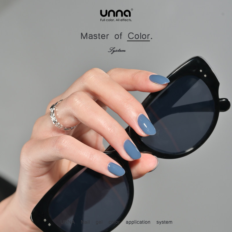 unna(美妆)春夏蓝色系美甲甲油胶光疗胶短甲纯色职业女性必备色