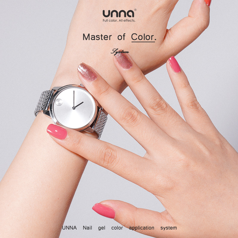 UNNA网红青州红色甲油胶显白粉钻