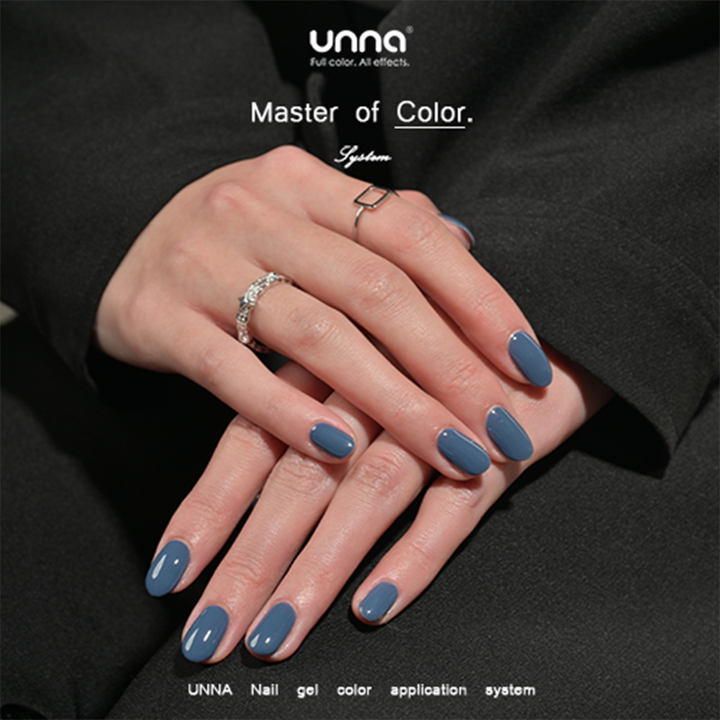 UNNA轻奢高定蓝纯色甲油胶