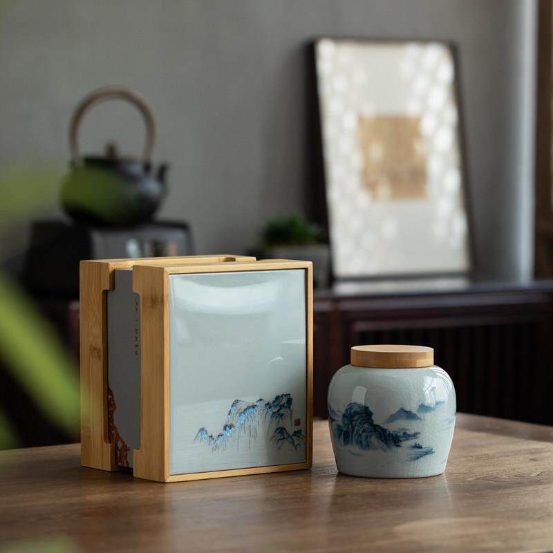 江山高档茶叶罐陶瓷密封罐白茶绿茶通用茶叶礼盒包装盒装空盒子