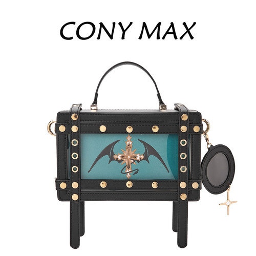 CONY MAX信徒痛女日常单肩斜挎手提包甜酷刺绣二次元暗黑哥特风。