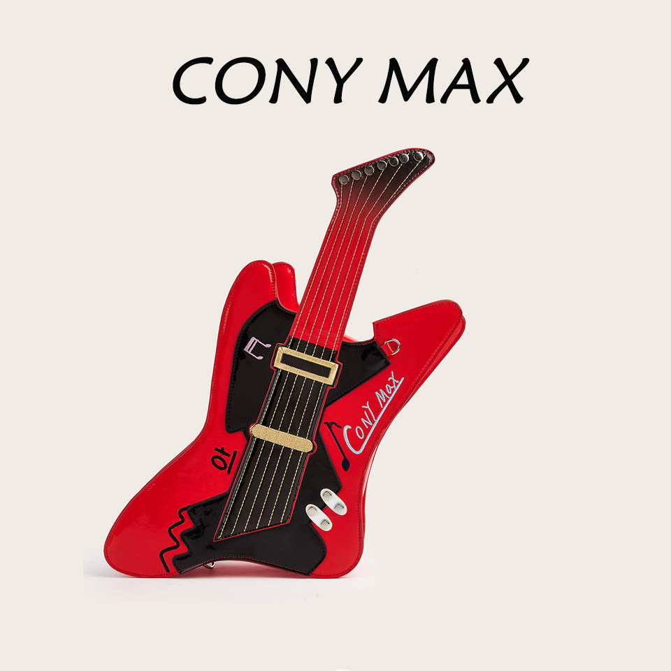 CONY MAX原创设计潮流高级感电吉他痛包吧唧娃包摇滚朋克风斜挎包