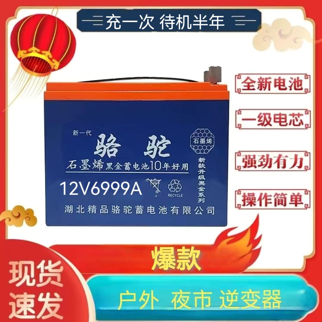 12V电瓶30安120安石墨烯干电瓶夜市摆摊灯箱专用骆驼铅酸蓄电池