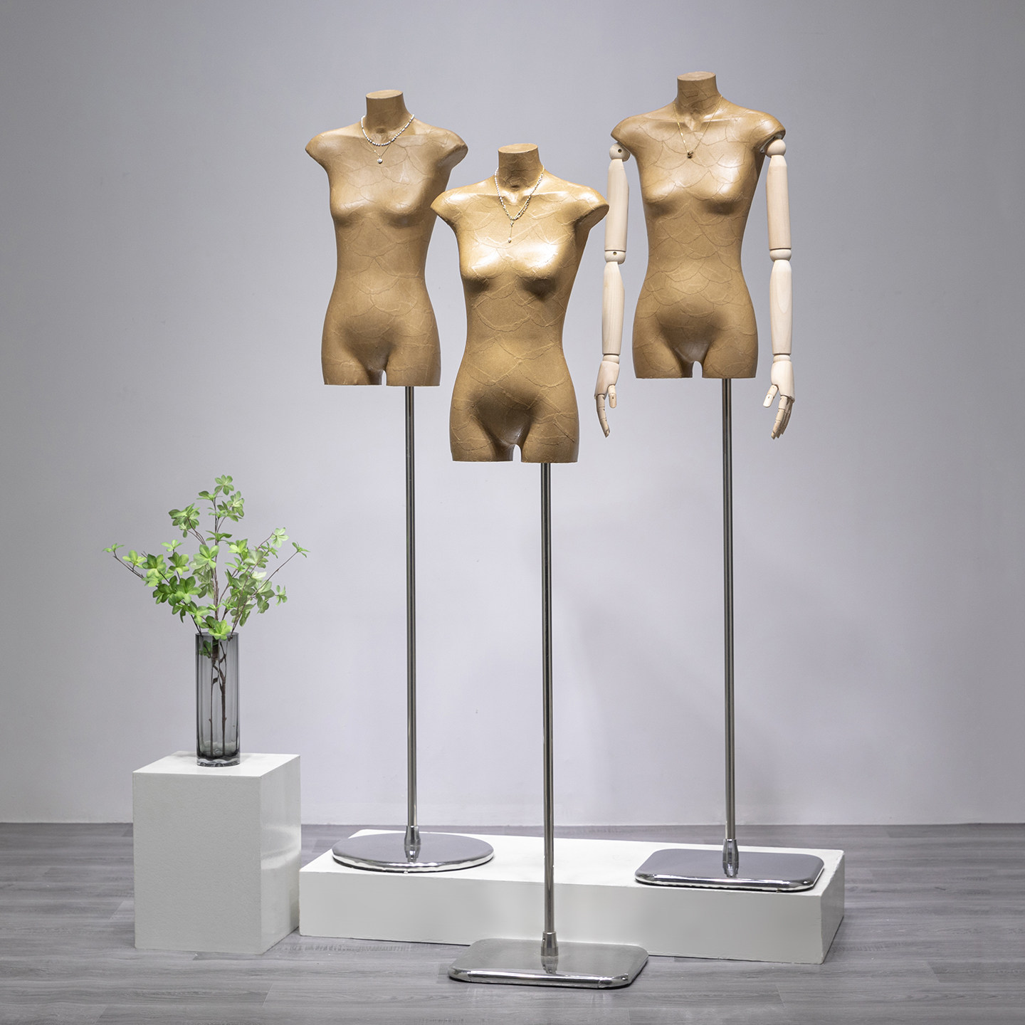 服装店扁身模特道具高档韩版半身牛皮纸复古平胸橱窗假人台展示架