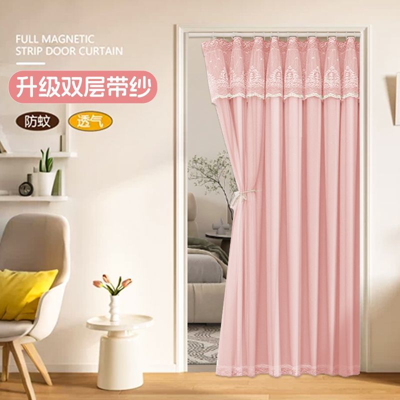 法式蕾丝免打孔防风隔断门帘