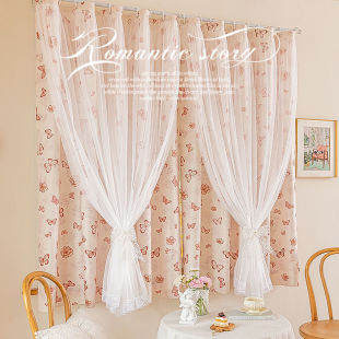 2025新款免打孔伸缩杆简易窗帘布遮光卧室飘窗遮阳帘小窗户遮挡帘