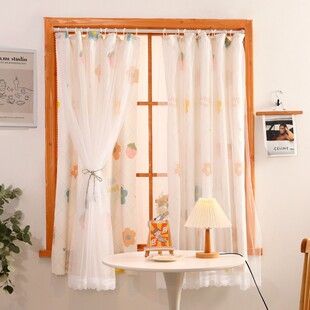 免打孔挂环式打孔遮光窗帘宿舍卧室飘窗厨房透光飘窗卧室家用窗帘