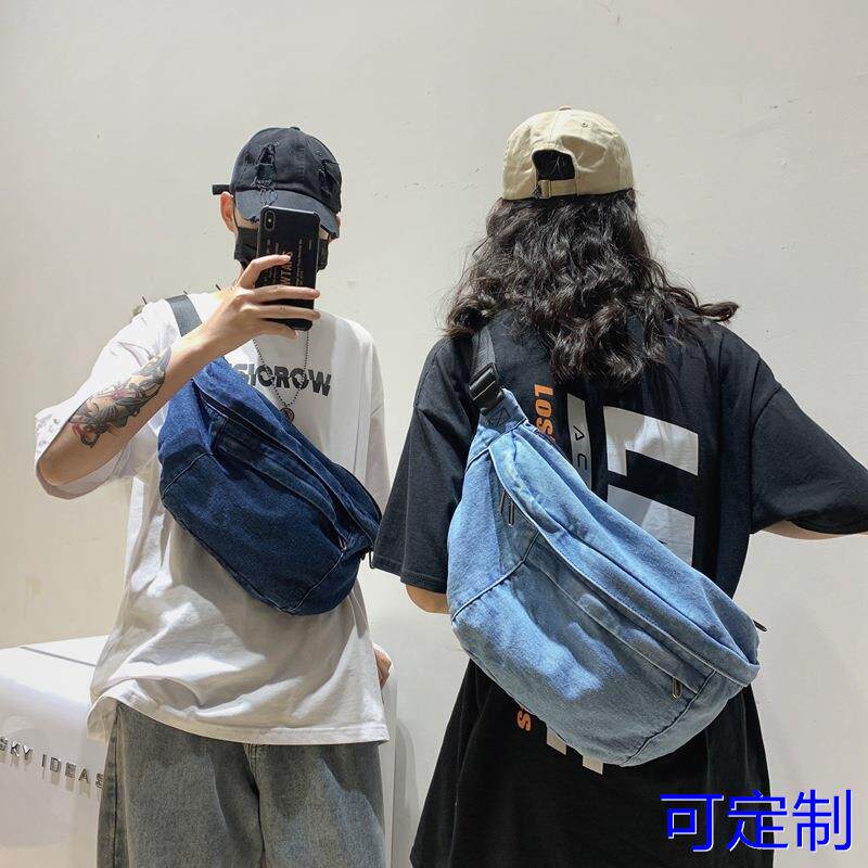 2027新款原宿风学生大容量牛仔胸包男女韩版ins少女斜挎包潮腰包