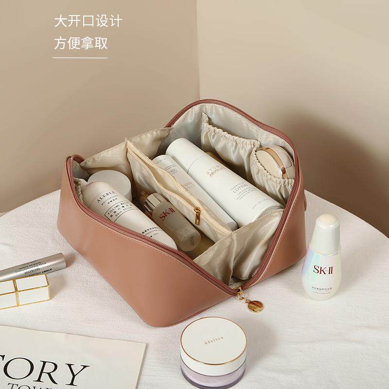 风琴枕头化妆包大容量高级感女ins大开口收纳袋小众PU收纳包定制