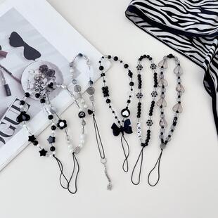 冷淡风暗黑系列潮酷手机链酷黑之心手机挂绳时尚百搭ccd相机挂链